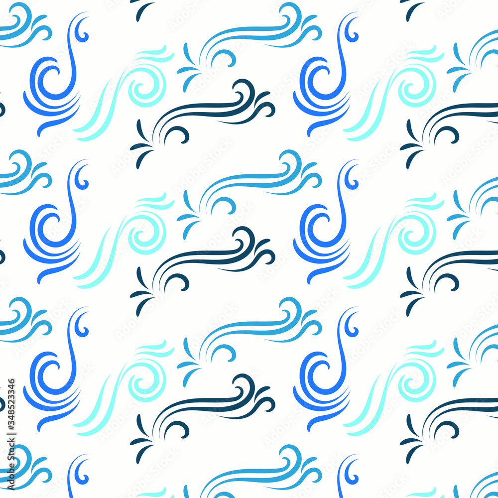 Pattern of spiral motifs of shade of blue on a white background Pattern of spiral motifs of shade of blue on a white background