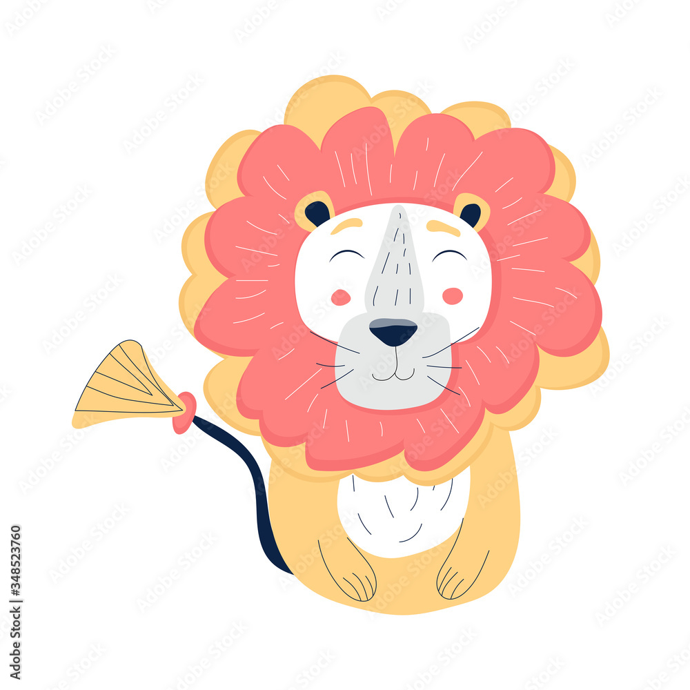 Cute and tender lion vector illustration isolated on white background. Kawaii, doodle style sticker, icon, emoji. Hand drawn cute print for posters, cards, t-shirts, newborn, children. Cute and tender lion vector illustration isolated on white background. Kawaii, doodle style sticker, icon, emoji. Hand drawn cute print for posters, cards, t-shirts, newborn, children.
