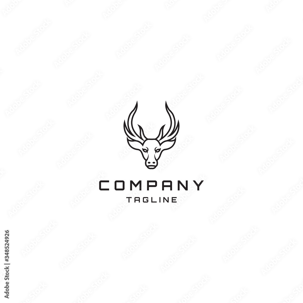 Head deer line art logo design template - vector Head deer line art logo design template - vector