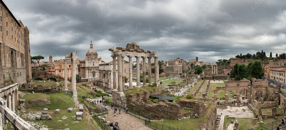 roman forum on a cloudy day ruins ancient architecture rome