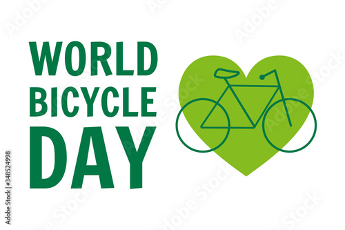World Bicycle Day. June 3. Holiday concept. Template for background, banner, card, poster with text inscription. Vector EPS10 illustration.