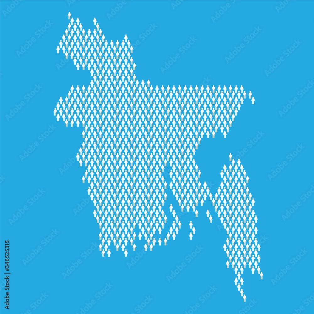 Bangladesh population. Statistic map made from stick figure people