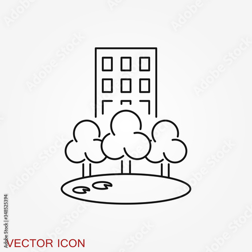 Urban vector icon, city symbol isolated on background.