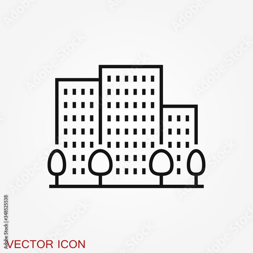 Urban vector icon, city symbol isolated on background.
