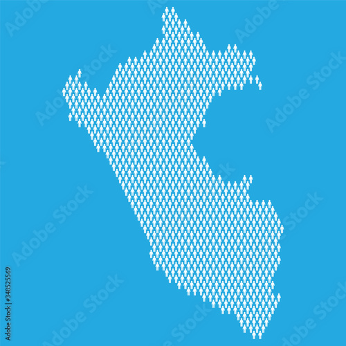 Peru population. Statistic map made from stick figure people