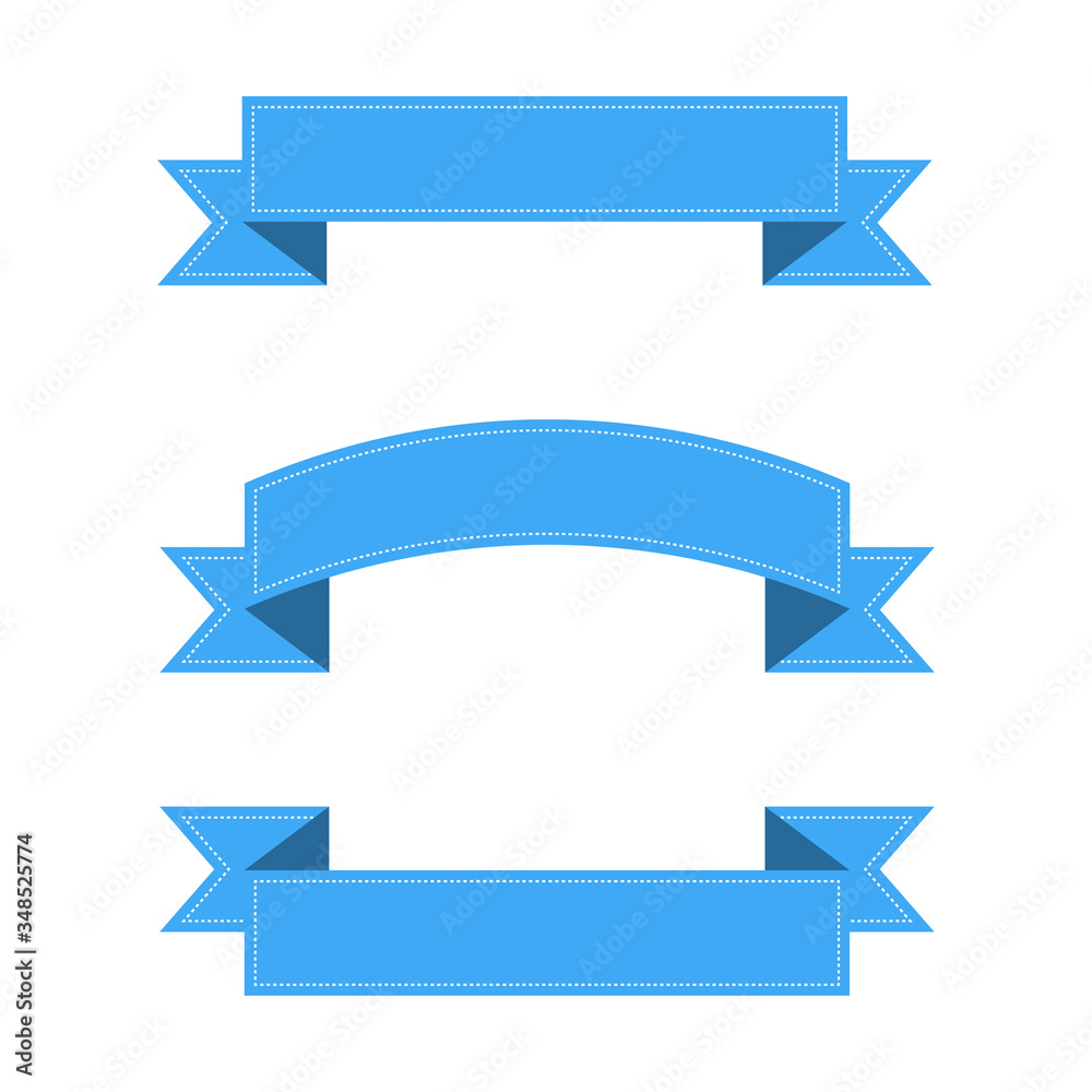 Ribbons banners with white lines. Blue ribbons banners, isolated on white background. Collection of three blue ribbons in trendy flat design. Empty banner. Eps10 Ribbons banners with white lines. Blue ribbons banners, isolated on white background. Collection of three blue ribbons in trendy flat design. Empty banner. Eps10