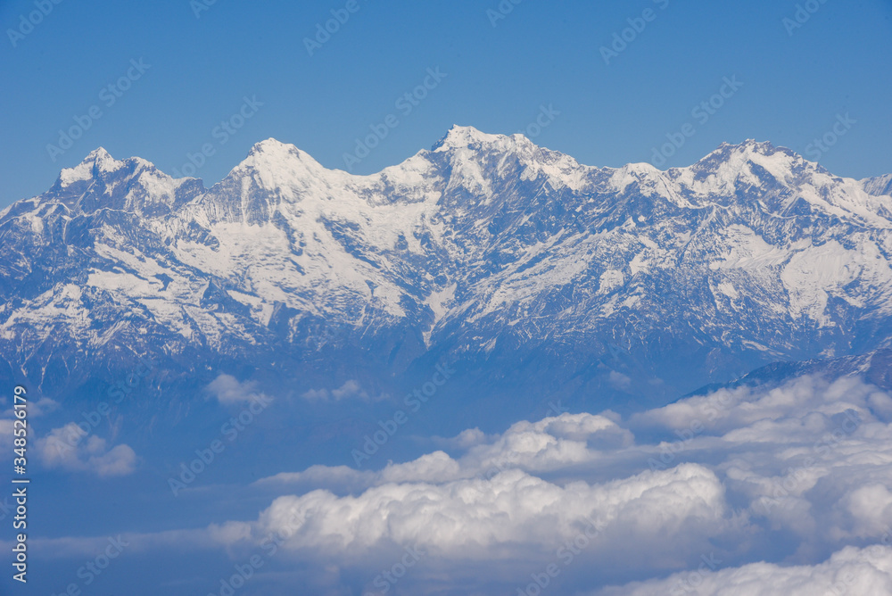 Obraz premium Landscape of Himalayas ridge aerial view in Nepal
