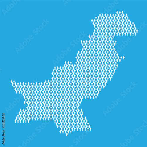Pakistan population. Statistic map made from stick figure people