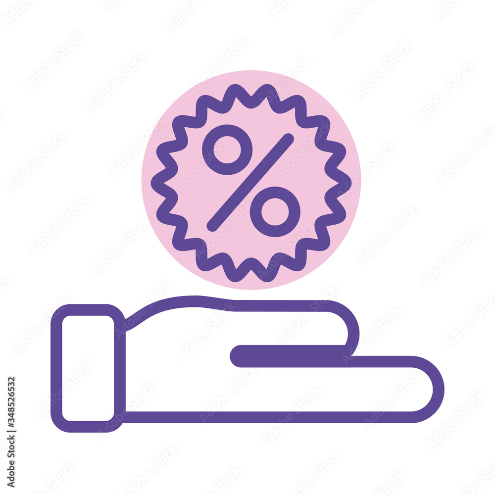 hand lifting seal percent symbol line style hand lifting seal percent symbol line style