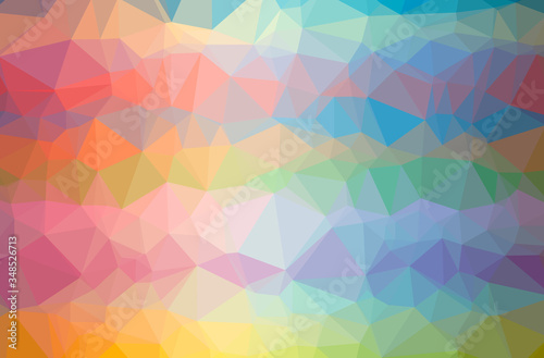 Illustration of abstract Blue, Orange, Purple, Yellow horizontal low poly background. Beautiful polygon design pattern.