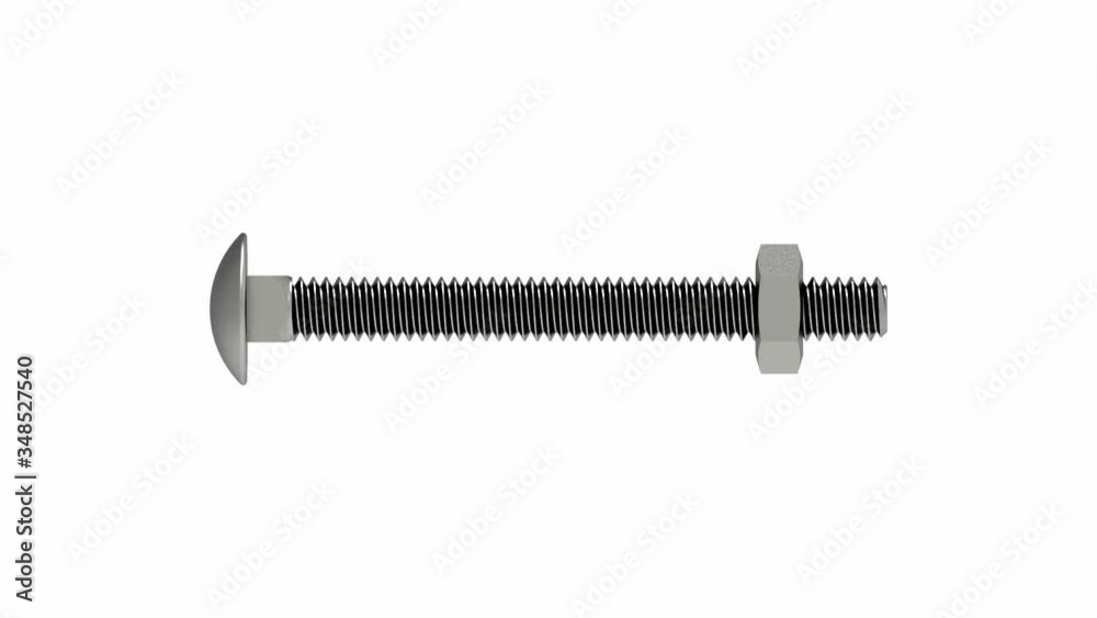 3D rendering of a bolt and nut turning isolated on white background isolated 3D rendering of a bolt and nut turning isolated on white background isolated