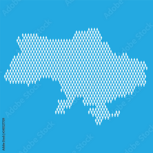 Ukraine population. Statistic map made from stick figure people