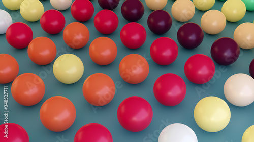 High quality trendy Colorful glossy marbles balls on faded blue background. For 3d illustration and other artistic concepts.