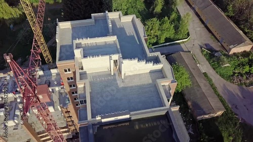 Aerial view of roof checking with plenty of water photo