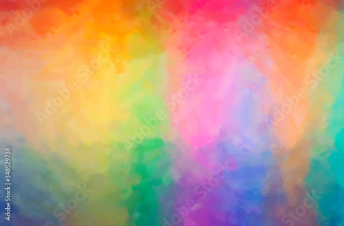 Abstract illustration of green  orange  pink  red Dry Brush Oil Paint background