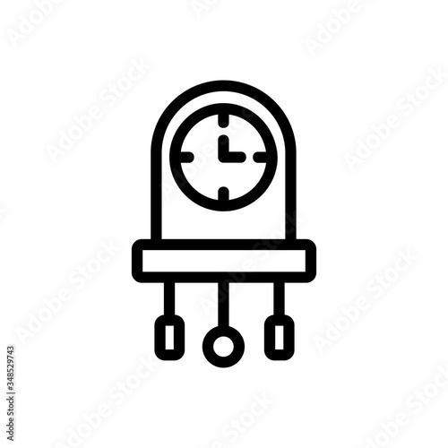 round wall clock with pendulum and hanging toys icon vector. round wall clock with pendulum and hanging toys sign. isolated contour symbol illustration