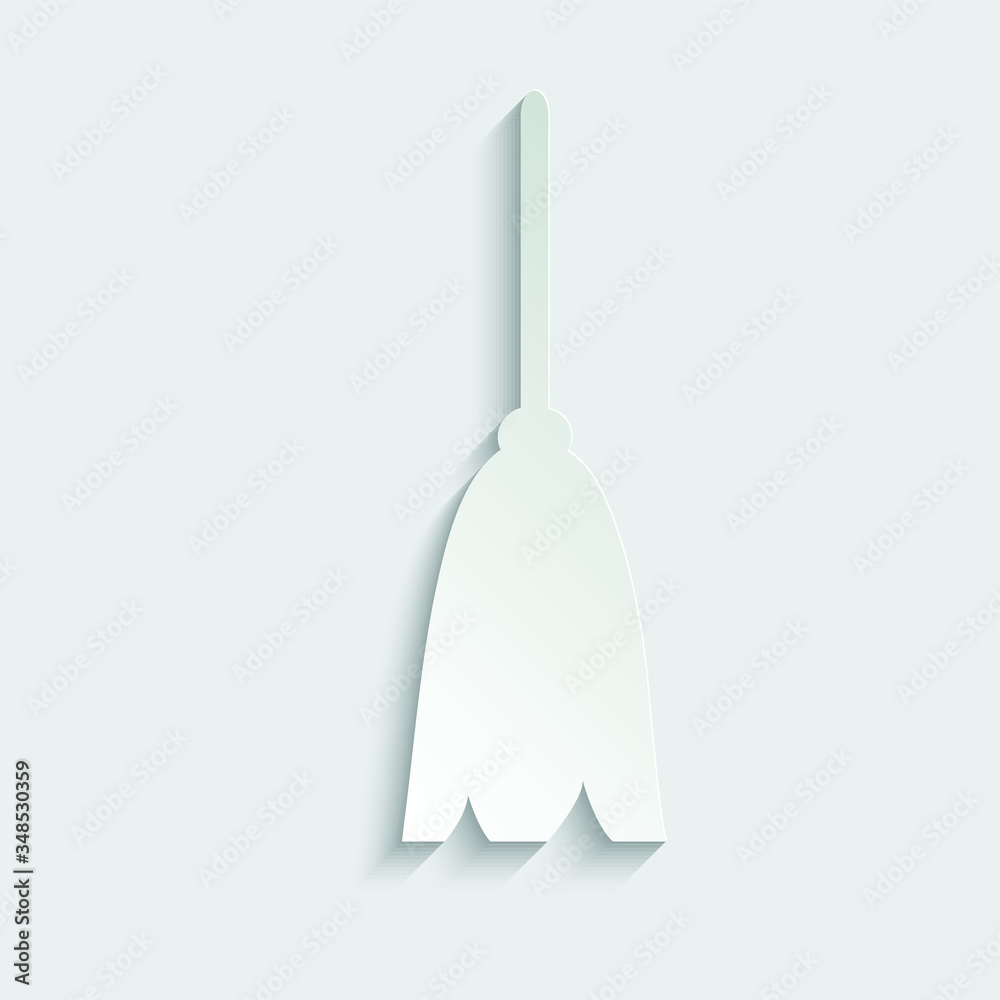 paper broom vector icon black sign paper broom vector icon black sign