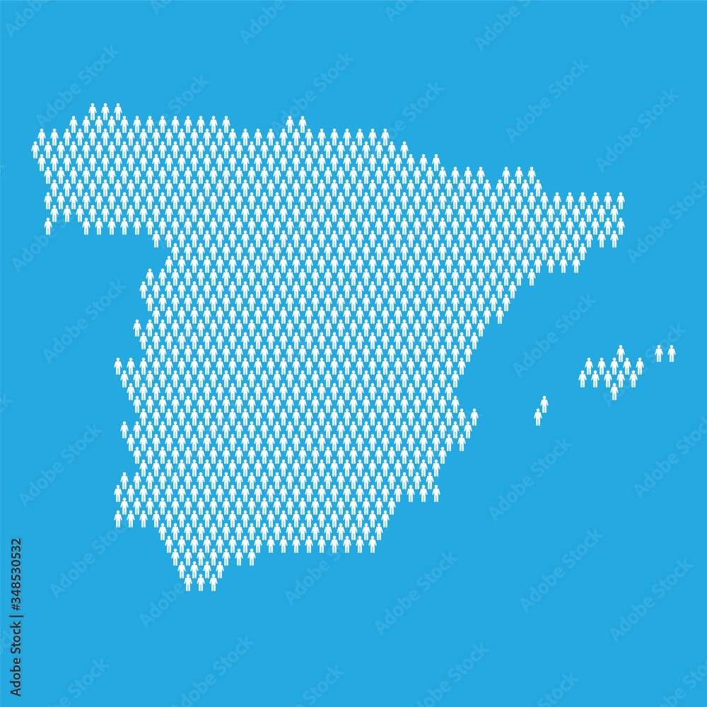 Spain population. Statistic map made from stick figure people Stock Vector Adobe Stock
