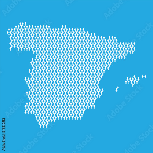 Spain population. Statistic map made from stick figure people