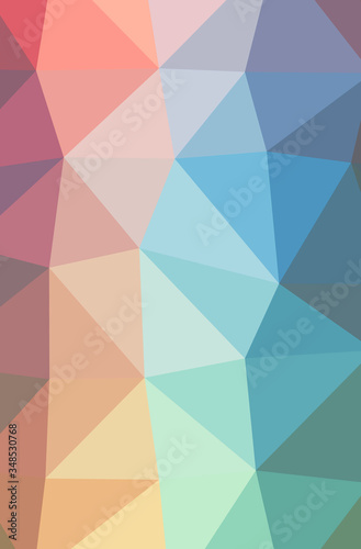 Illustration of abstract Blue, Red, Yellow And Green vertical low poly background. Beautiful polygon design pattern.