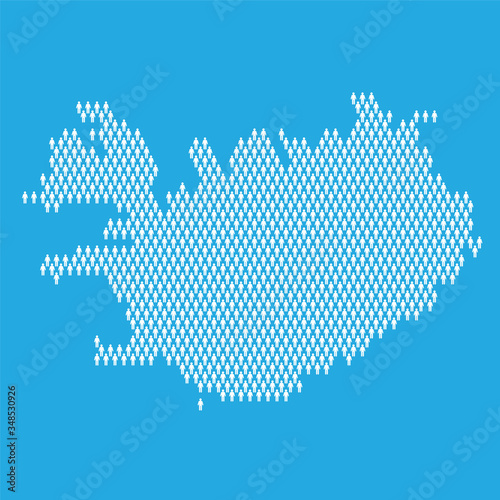 Iceland population. Statistic map made from stick figure people