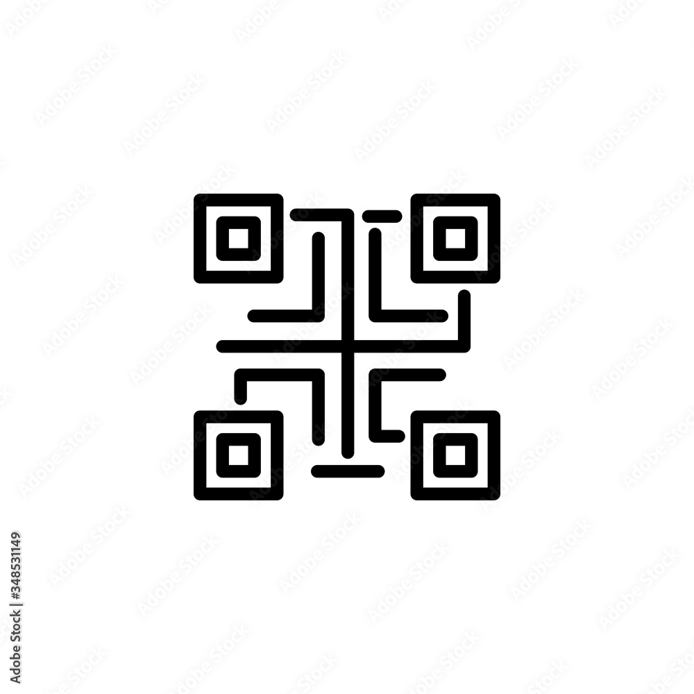 Qr code vector icon in linear, outline icon isolated on white background