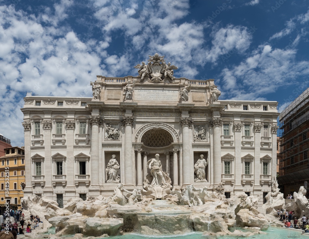 trevi fountain attraction 17th-century masterpiece blue sky summer day rome