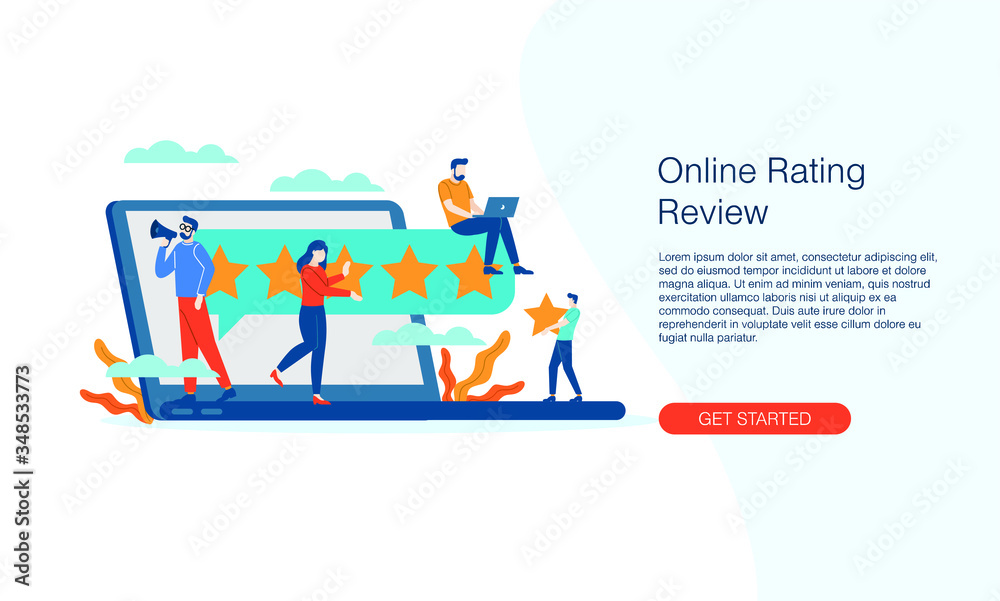 Online rating review vector illustration concept template background can be use for presentation web banner UI UX landing page Online rating review vector illustration concept template background can be use for presentation web banner UI UX landing page