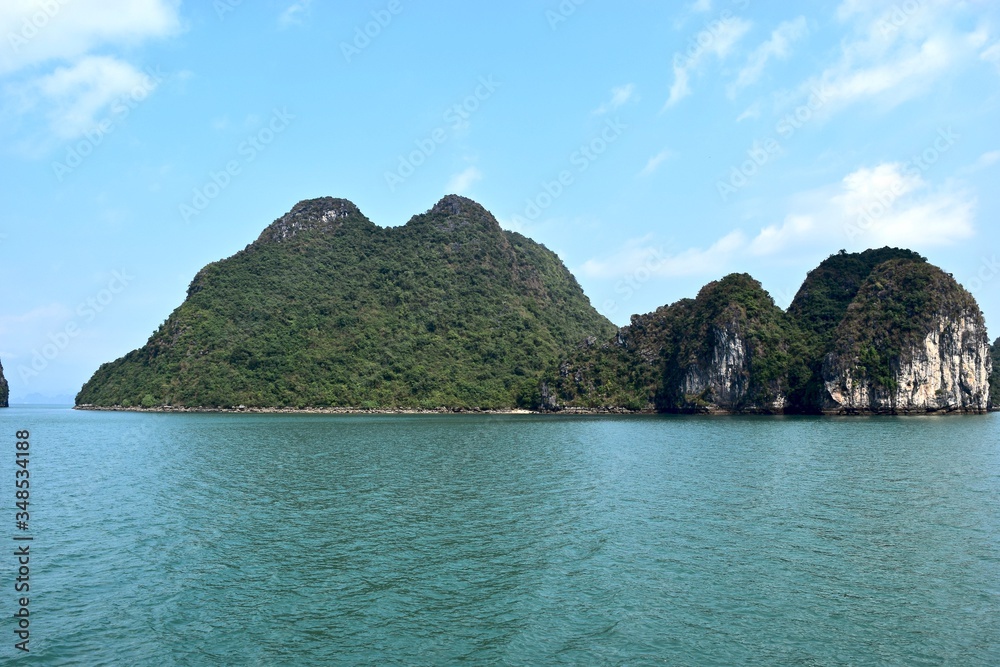 The view of the island on Halong bay.