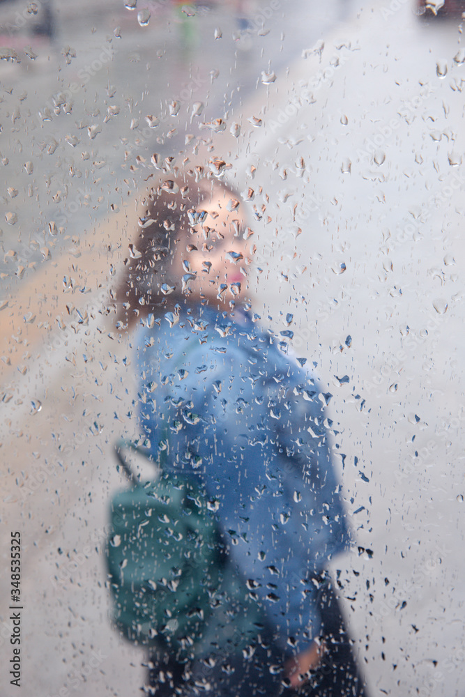 woman face in rain