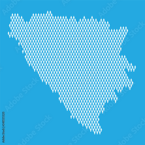 Bosnia population. Statistic map made from stick figure people