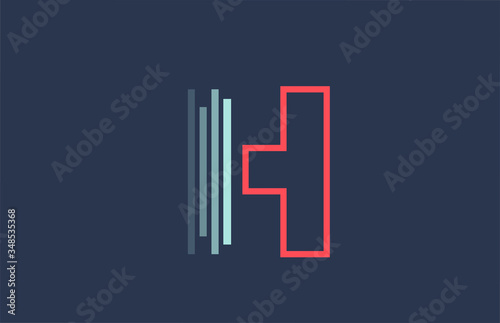 blue red H alphabet letter logo icon for company and business with line design