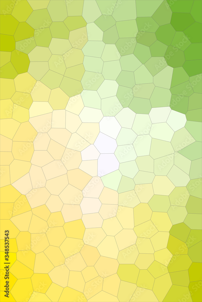 Yellow, green and white pastel Middle size hexagon vertical background illustration.