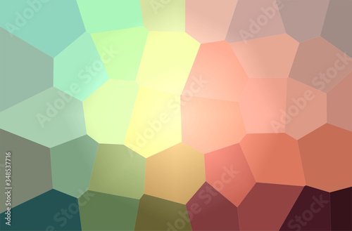 Abstract illustration of red, yellow, green and blue giant hexagon background.