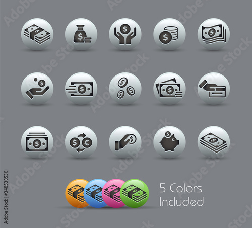 Money Icons // Pearly Series -- The Vector file includes 5 color versions for each icon in different layers --