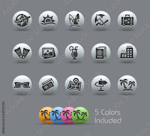 Summer Vacations Icons // Pearly Series -- The Vector file includes 5 color versions for each icon in different layers --