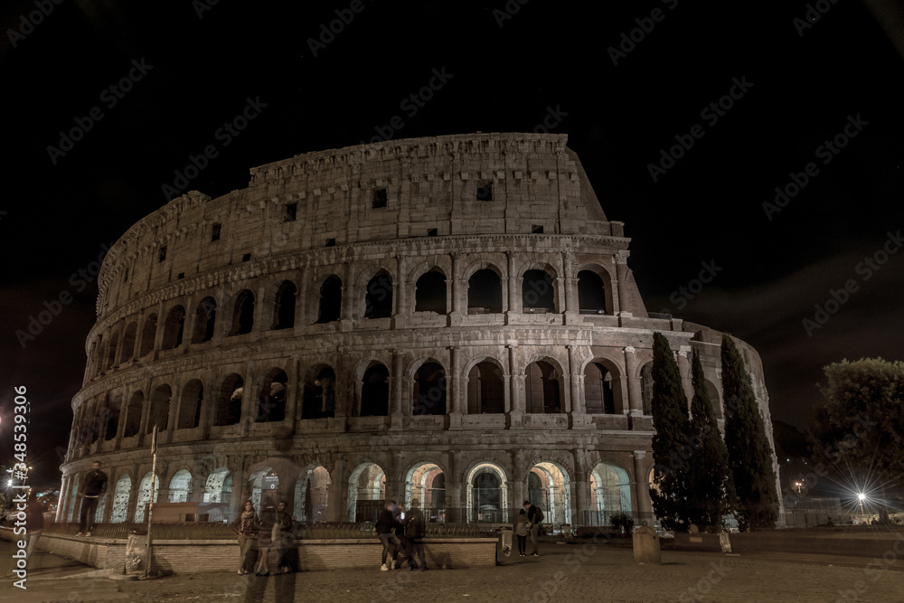 night photography building in rome colosseum ancient architecture