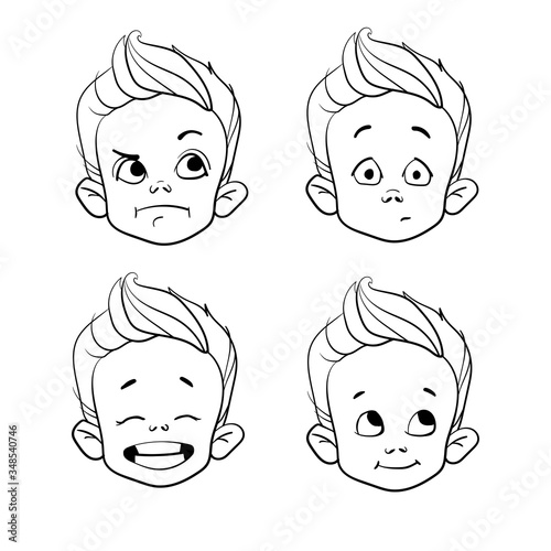 Children's game coloring. Portrait of a child with emotions, screensavers for avatars.