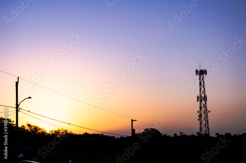 silhouette of a radio tower