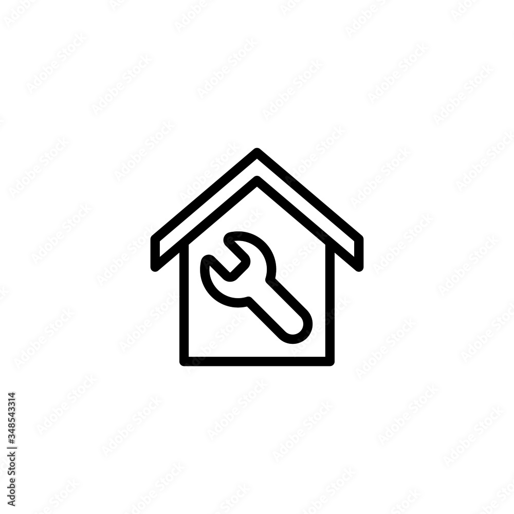 Home repair vector icon in linear, outline icon isolated on white background Home repair vector icon in linear, outline icon isolated on white background