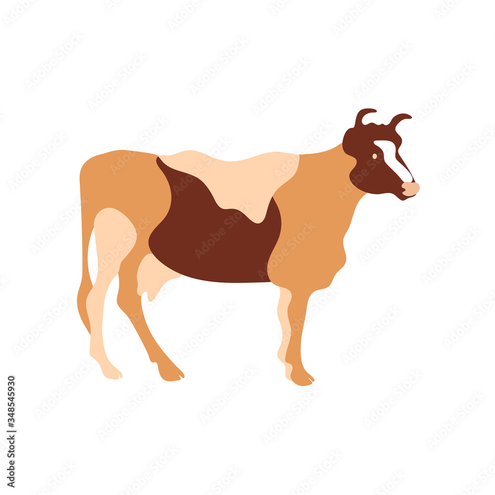 Cow silhouette made of multi-colored segments. Farm illustration.