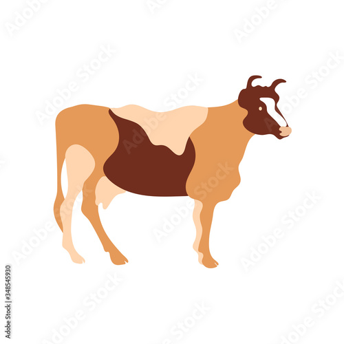 Cow silhouette made of multi-colored segments. Farm illustration.