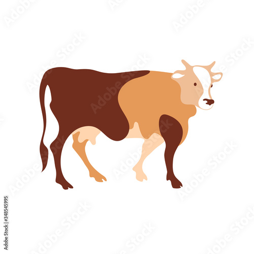 Cow silhouette made of multi-colored segments. Farm illustration.