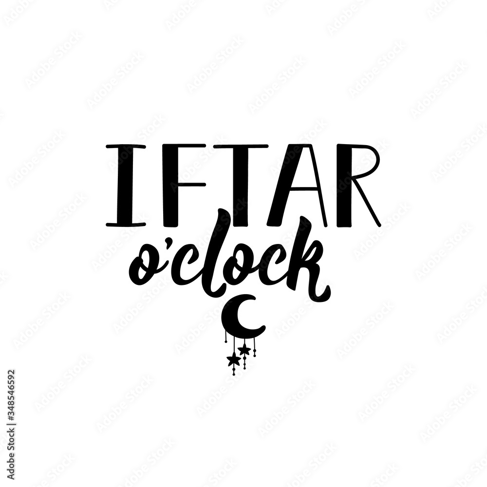 Fototapeta premium Iftar o'clock. Ramadan Lettering. calligraphy vector. Ink illustration.