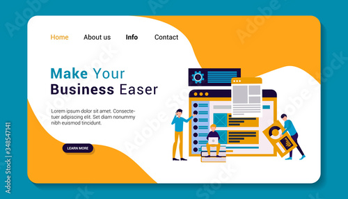 business landing page template, flat design, vector illustration