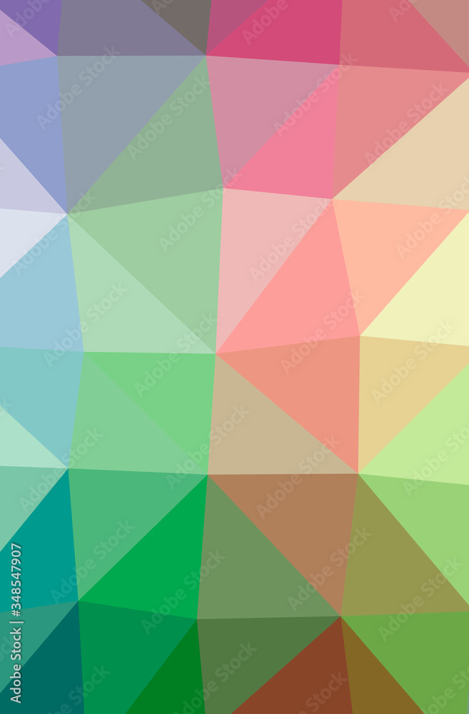 Fototapeta premium Illustration of abstract Green, Pink, Red, Yellow vertical low poly background. Beautiful polygon design pattern.