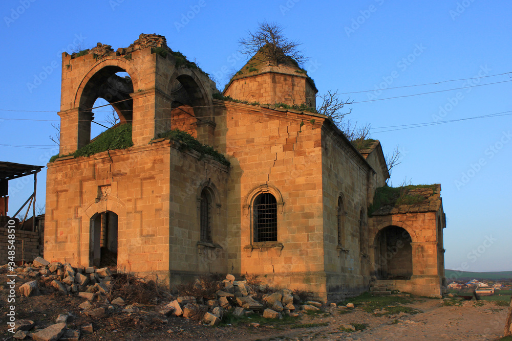 An old, ruined Christian church.