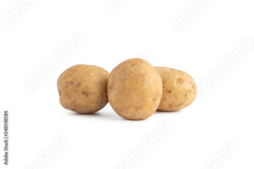 Young potato isolated on white background.