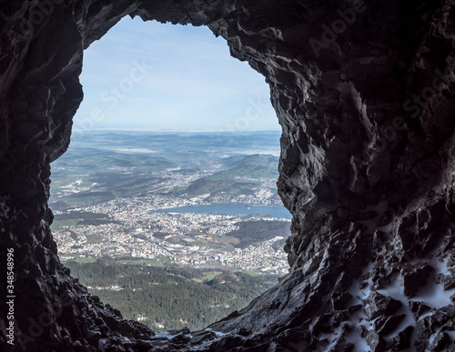 Obraz na plátně lovely view from mount pilatus touristic hotspot heart of switzerland