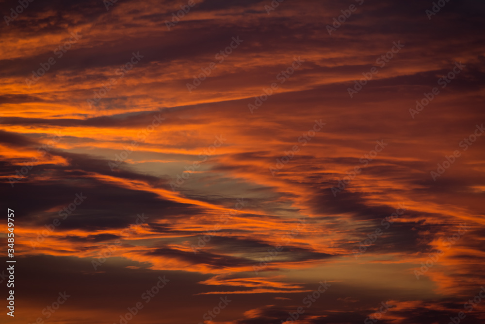 cloudy orange sky in the sunset